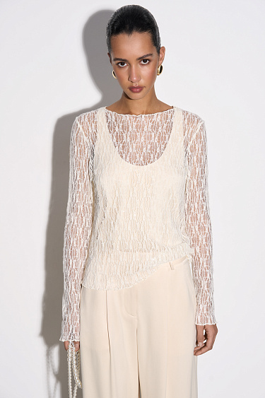 Кружевной лонгслив с пайетками