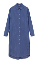 Платье-рубашка из 100% хлопка. Модель свободного силуэта, со спущенной линией плеча, длинными рукавами с манжетами и отложным воротником. Застежка на пуговицы.