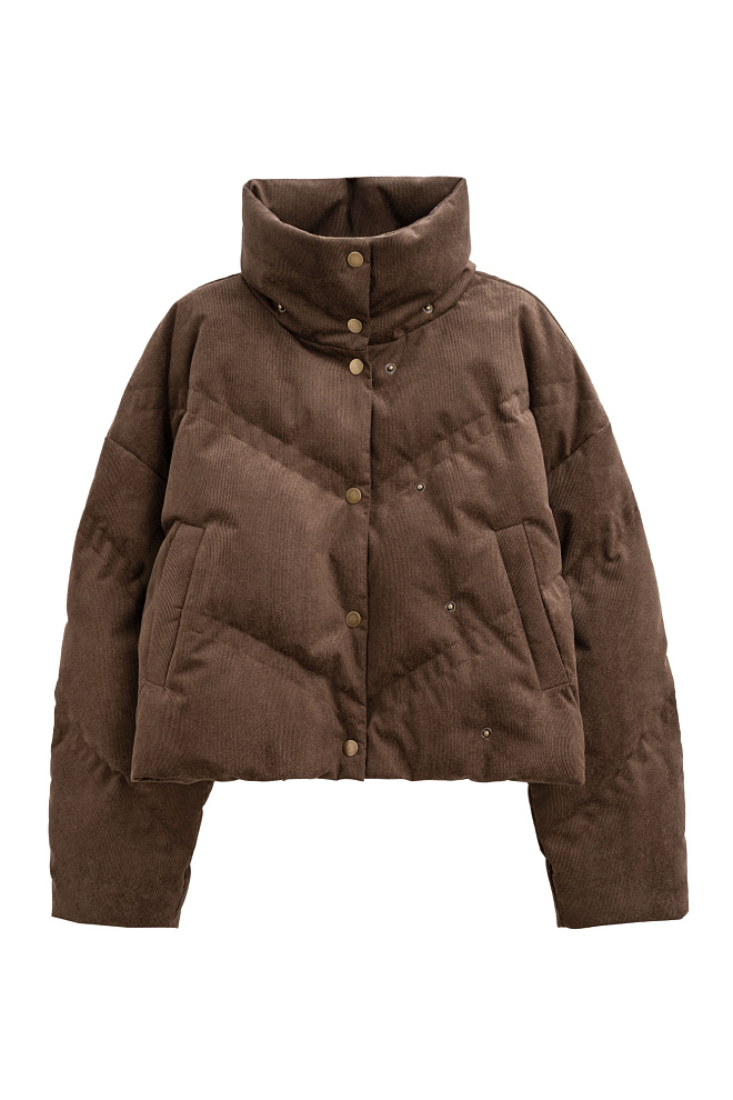 Пуховик с воротником-стойкой