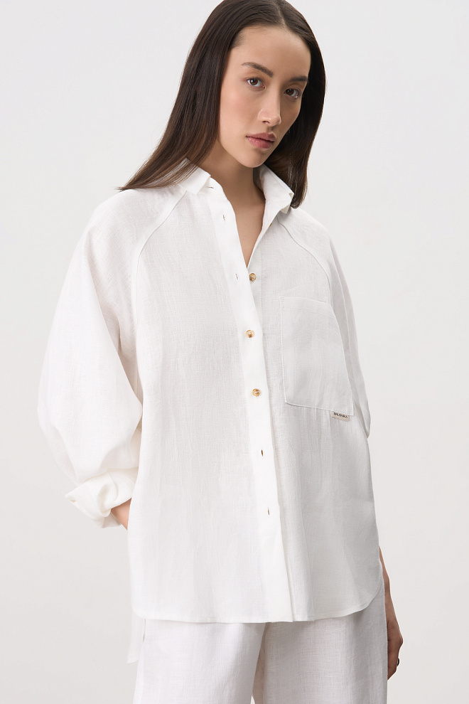 Рубашка из 100% льна с рукавом реглан