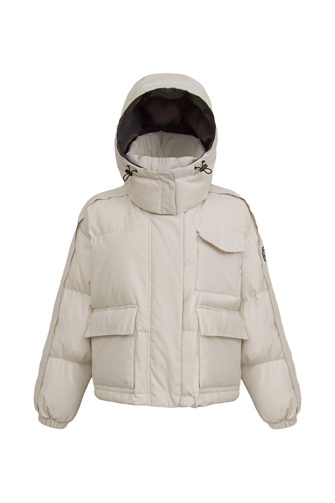 Укороченный  пуховик на молнии с высоким воротом