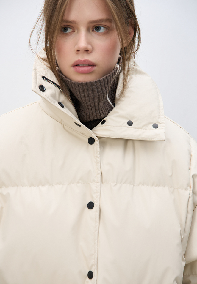 Пуховик с трикотажными манжетами