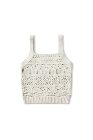 белый Ажурный топ с добавлением шерсти альпака с квадратным вырезом на широких бретелях.