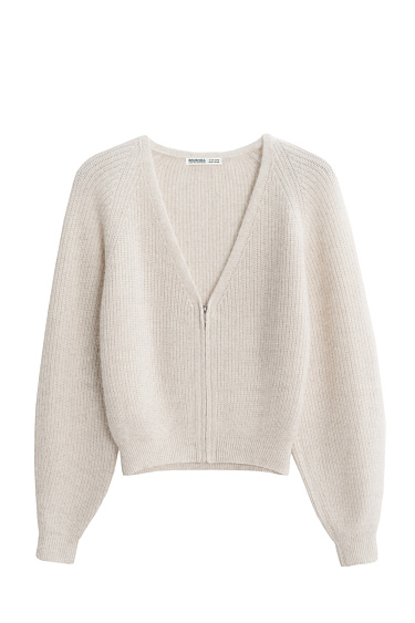 Кардиган на молнии с пухом лисы 