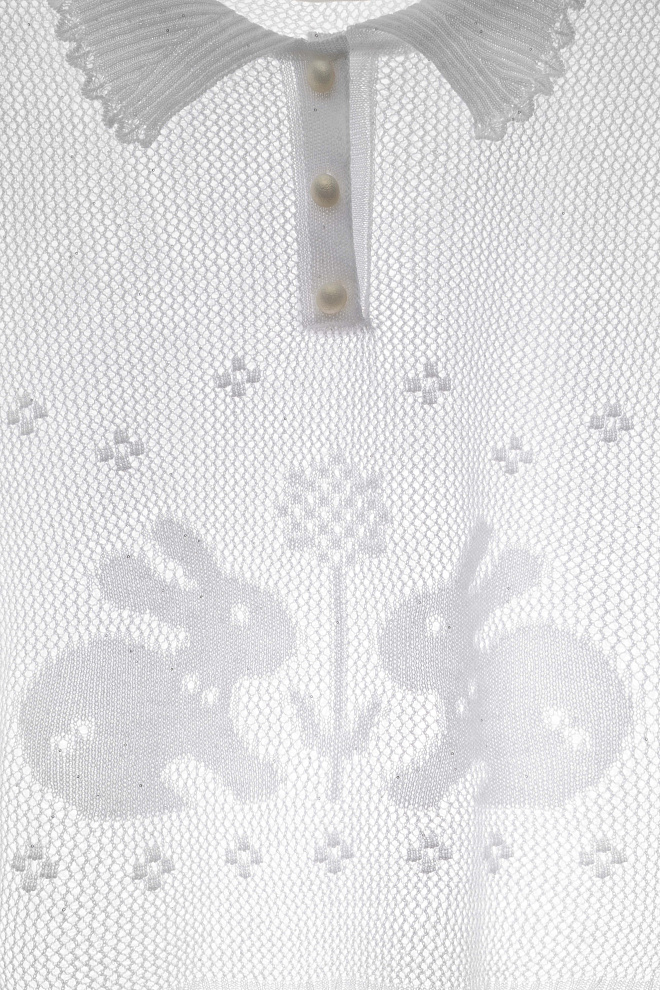 Поло из вискозы с ажурным рисунком