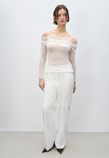 Лонгслив из шерсти мериноса с кружевом