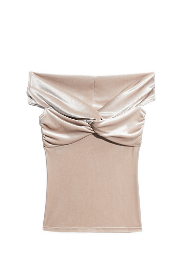 Бархатный топ с перекрутом на груди