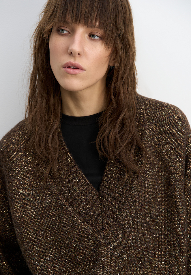 Джемпер из шерсти мериноса с люрексом