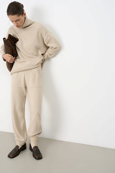 Трикотажные брюки-джоггеры из кашемира и шерсти