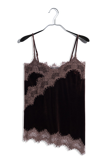 Бархатный топ с кружевом