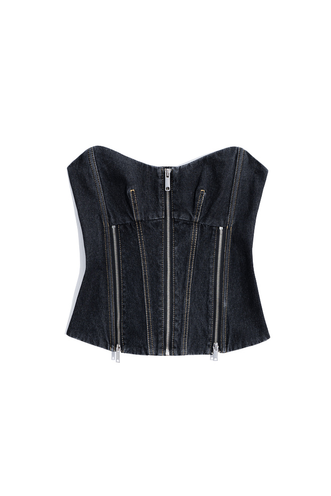 Джинсовый корсет с застежкой на молнию