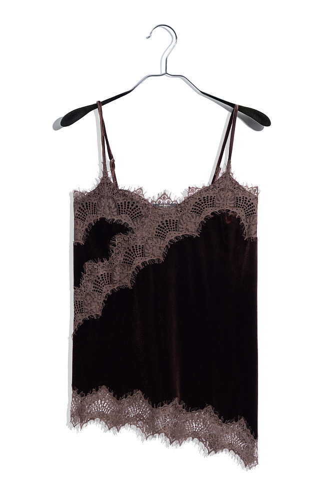 Бархатный топ с кружевом