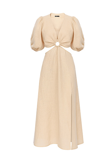 Льняное платье с разрезом сбоку