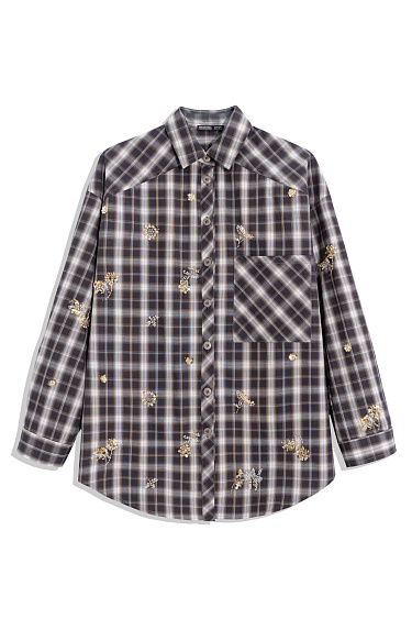 Рубашка в клетку с пайетками