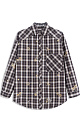 Рубашка в клетку из хлопка, декорированная вышивкой из пайеток и бисера. Модель с длинными рукавами, манжетами на пуговицах, классическим отложным воротником, нагрудным карманом и застежкой на пуговицы. 