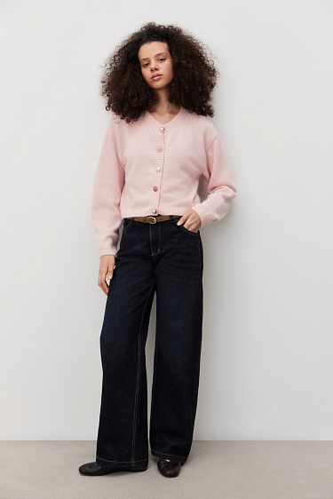 Кардиган из пуха лисы на пуговицах 