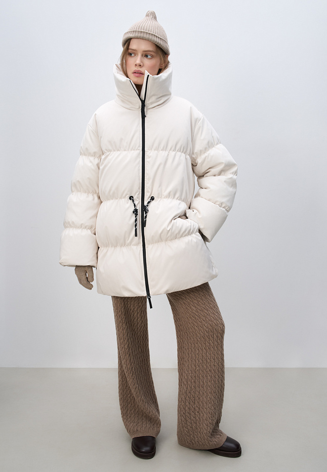 Пуховик с кулиской на талии