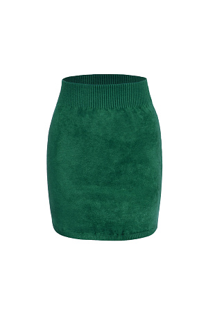 зеленый Юбка длины мини из вискозы с текстурой бархата. Модель приталенного силуэта с эластичным поясом. Дополнить образ можно топом в таком же стиле.