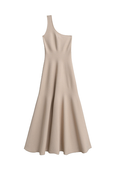 Трикотажное платье с люрексом на одно плечо