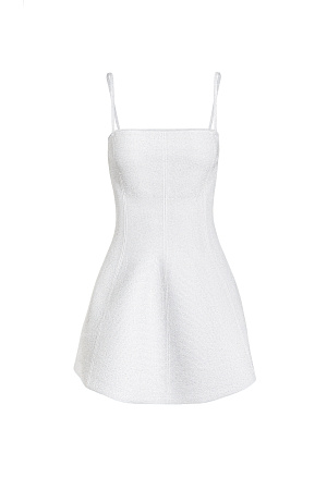 белый Трикотажный корсет из вискозы с люрексом. Модель удлиненного силуэта, на тонких бретельках. Бретельки отстегиваются. Застежка изделия на молнию на сзади.