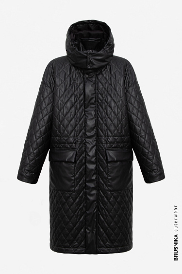 Стеганое пальто с капюшоном