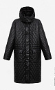Стеганое пальто с капюшоном. Застежка на молнии и кнопках. 
