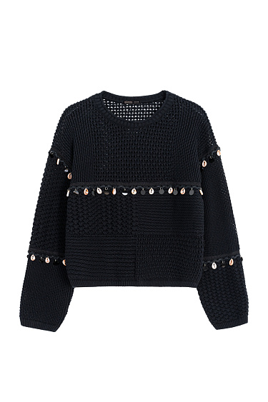 Хлопковый джемпер с бусинами