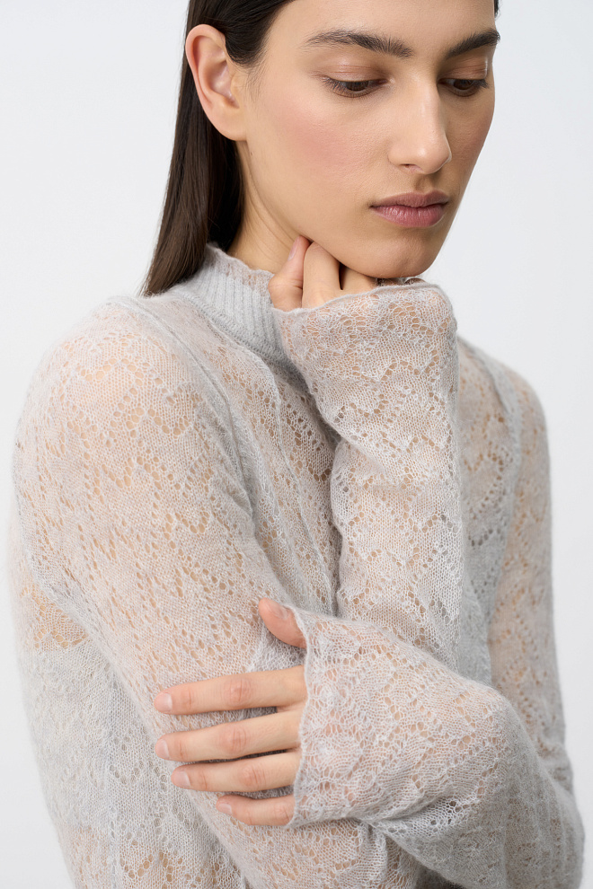 Ажурное платье из супер кид мохера и беби альпака