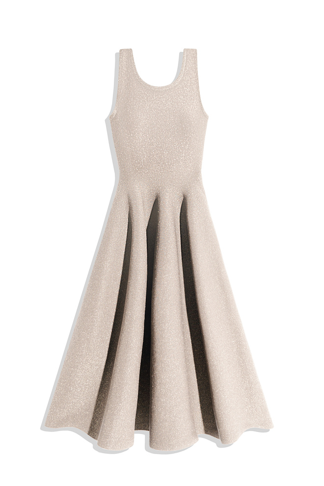 Трикотажное платье миди с люрексом