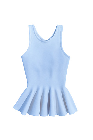голубой Трикотажный корсет из матовой вискозы. Модель на широких бретельках с баской. Застежка на молнию сзади. Изделие без подкладки.