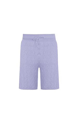 сиреневый Свободные трикотажные шорты из кашемира и шерсти. Модель с широким эластичным поясом на кулискке и боковыми карманами.