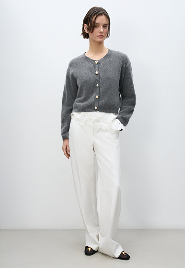 Кардиган из пуха лисы на пуговицах 