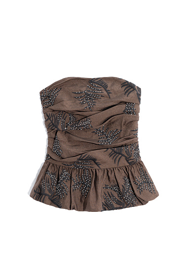 Корсет с баской и вышивкой бисером