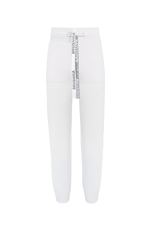 белый Брюки средней посадки из кашемира и шерсти. Пояс на резинке с кулиской из брендированной ленты. Два боковых кармана.