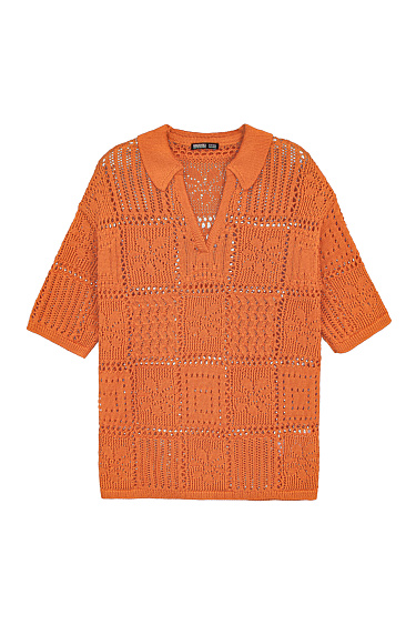 Трикотажная футболка поло в стиле пэчворк