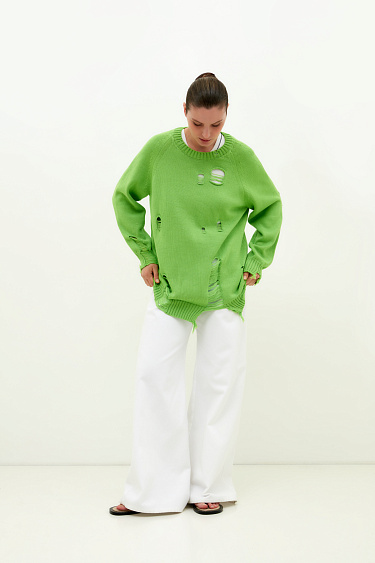 Джемпер из 100% хлопка с рваной текстурой