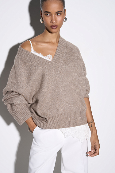 Джемпер из шерсти мериноса с люрексом