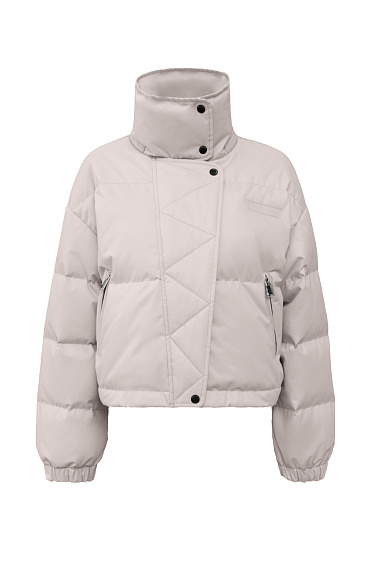 Утепленный пуховик с воротником-стойкой и капюшоном на молнии