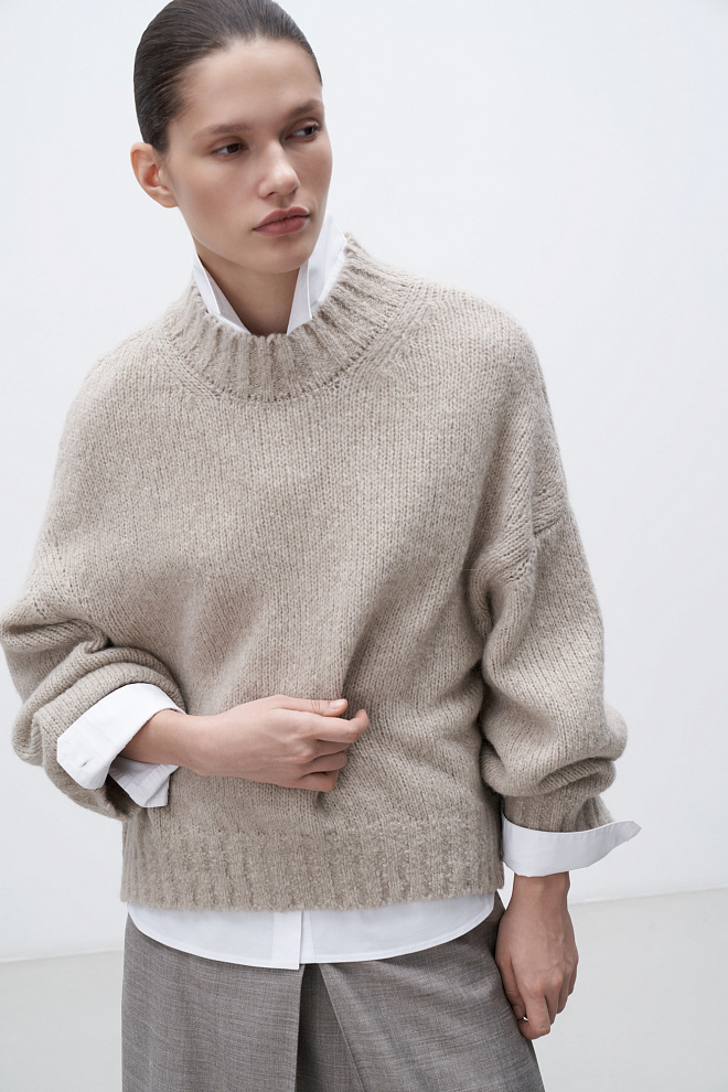 Объемный джемпер из шерсти альпака