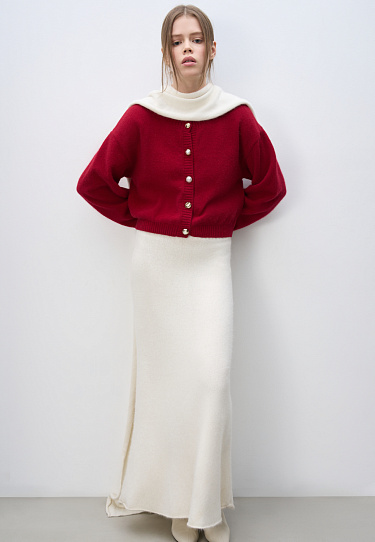 Кардиган из пуха лисы на пуговицах 