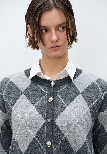 Кардиган из кашемира с узором аргайл