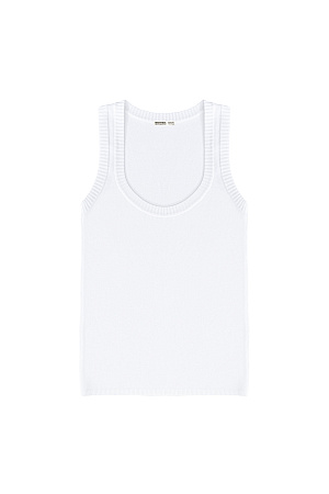 белый Удлиненная трикотажная майка из вискозы c круглым вырезом и открытыми плечами.