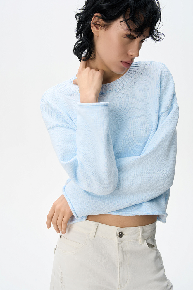 Джемпер из хлопка с валиками по низу