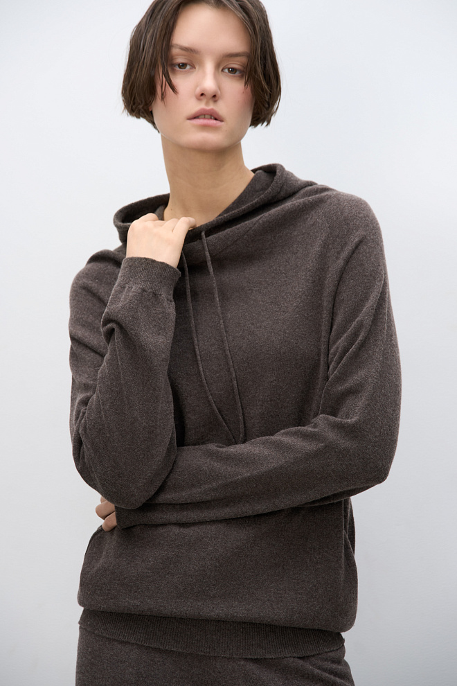 Трикотажное худи из кашемира и шерсти 