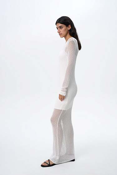 Трикотажное платье ажурным переплетением