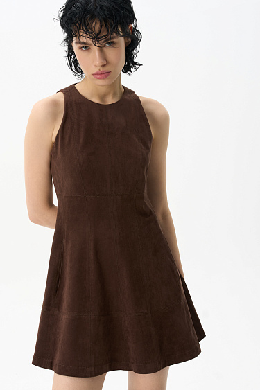 Платье мини под замшу