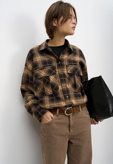 Рубашка в клетку с эффектом тай-дай