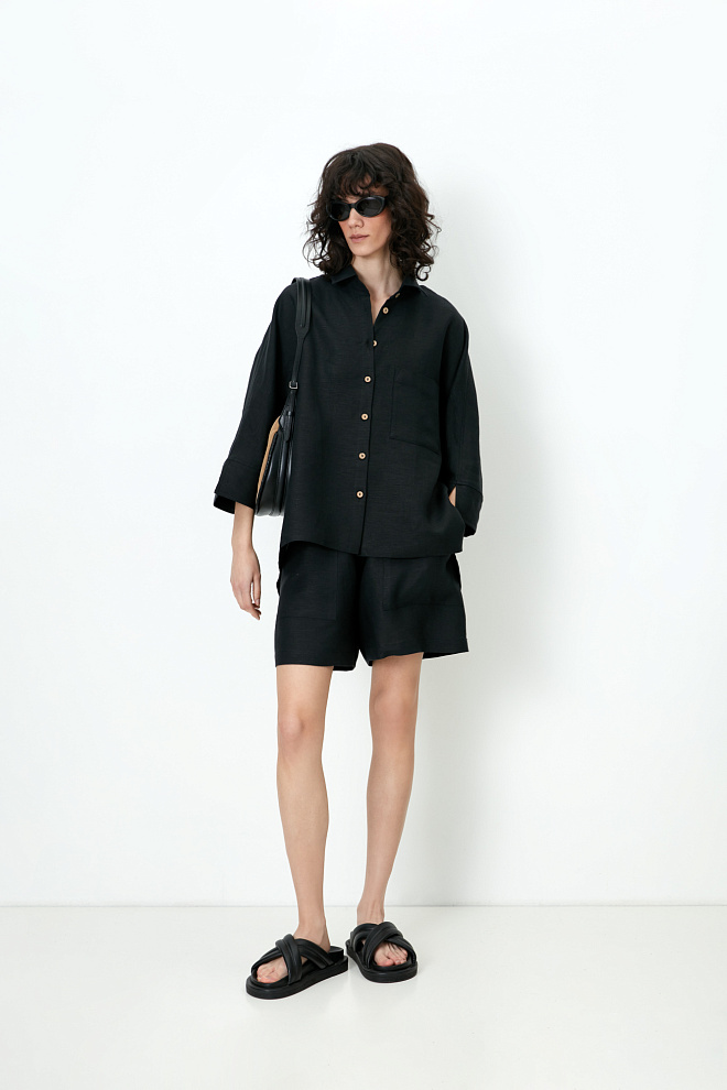 Шорты из 100% льна на кулиске