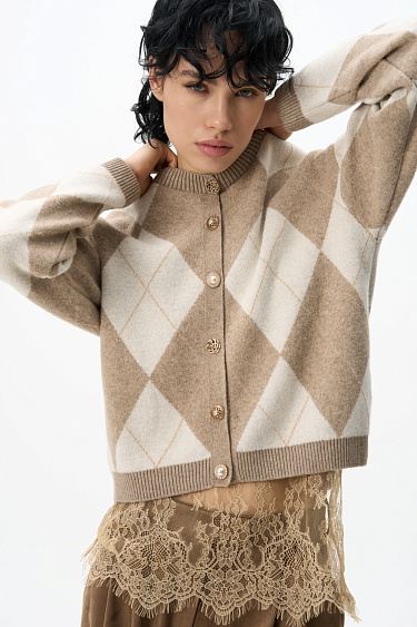 Кардиган из кашемира с узором аргайл