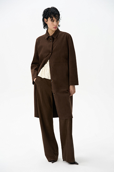 Тренч с отделкой под замшу